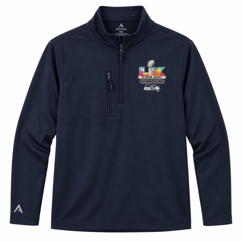 Antigua Mens Seattle Seahawks Super Bowl XLVIII Champions 1/4 Zip Pullover 2XL
